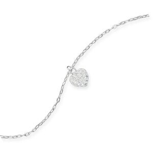 Swarovski Crystal Heart Charm Anklet 9” length+ 1”extension NWT Sterling Silver